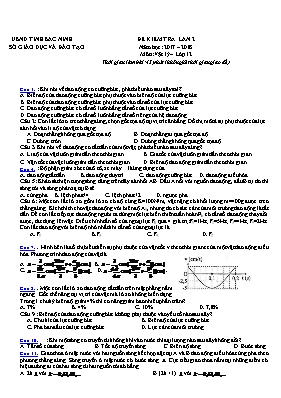 Đề kiểm tra lần 2 môn Vật lý 12 - Năm học 2017-2018 - Sở GD & ĐT Bắc Ninh